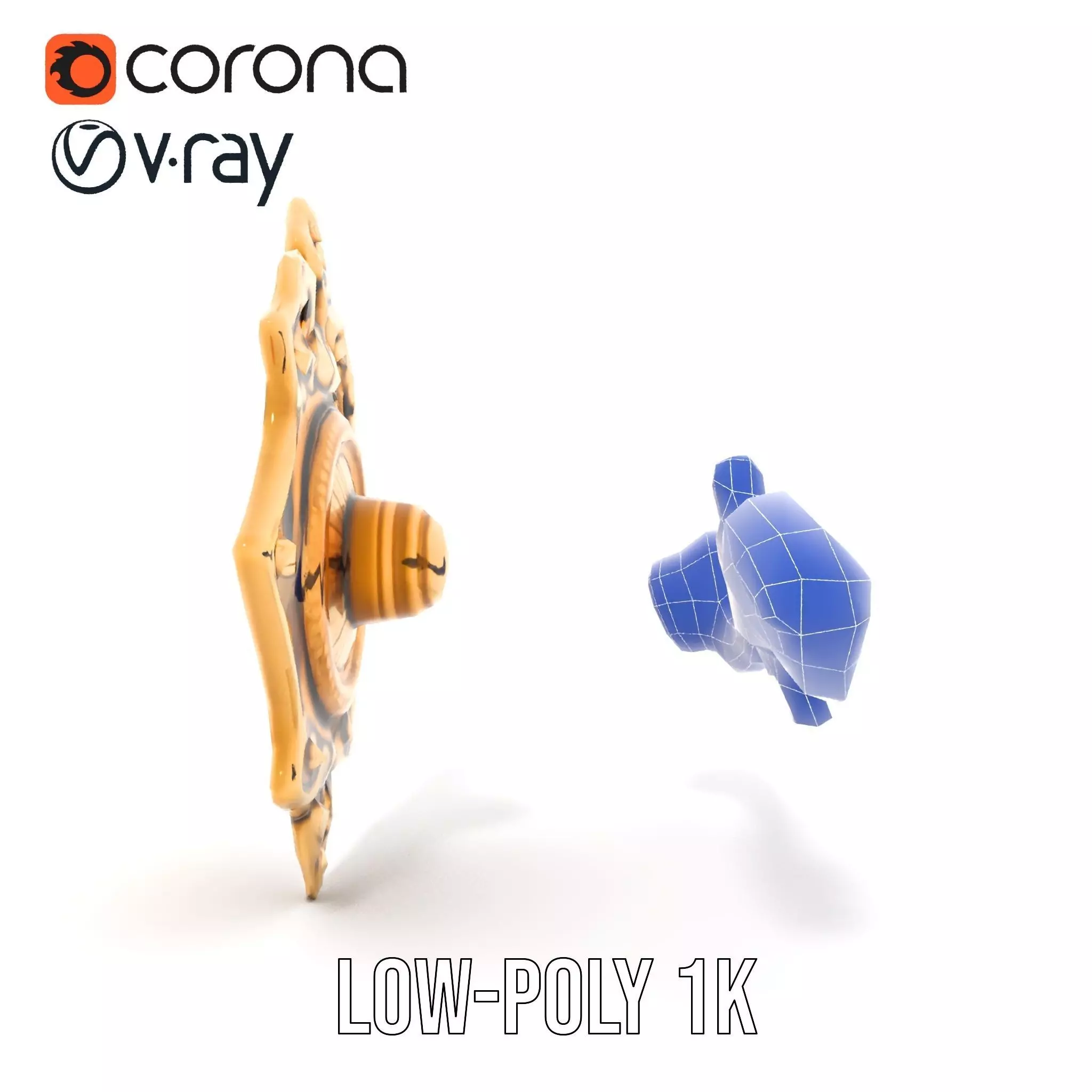 Ornate Gold Handle model pack Low-poly 3D model_22