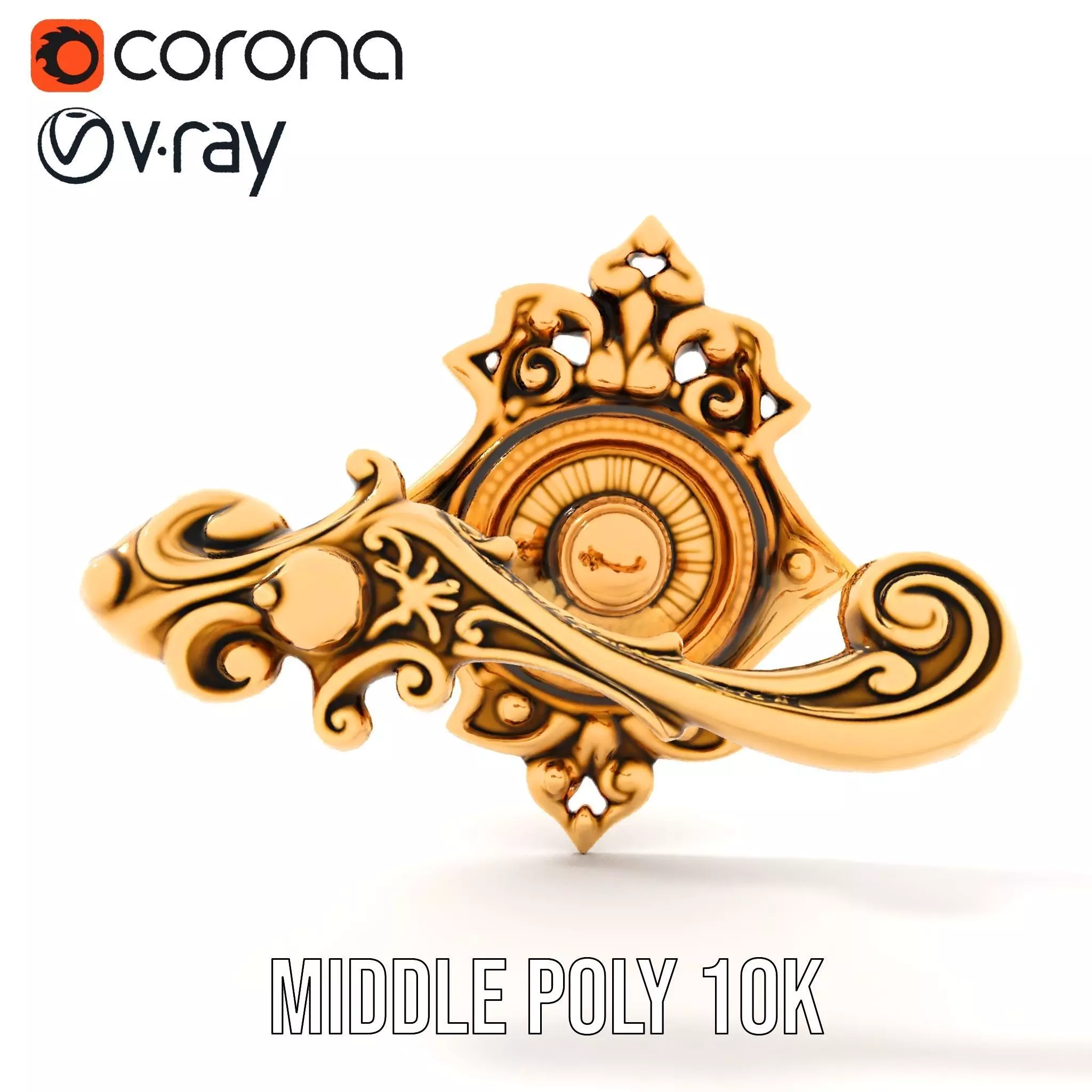 Ornate Gold Handle model pack Low-poly 3D model_6