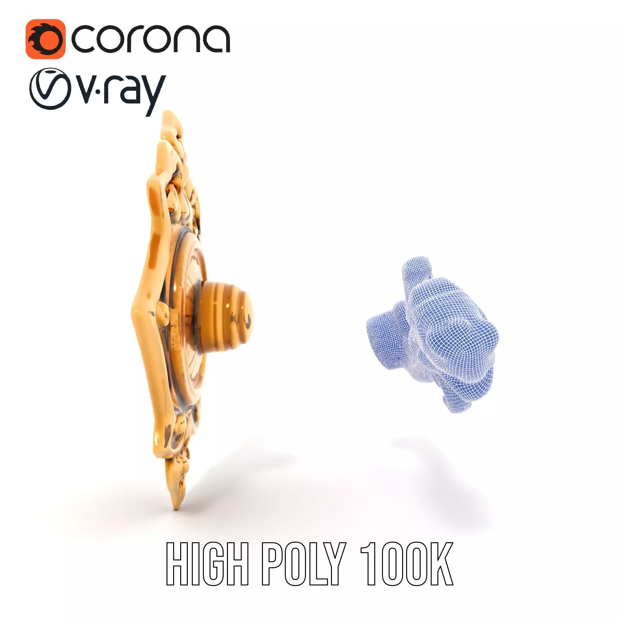 Ornate Gold Handle model pack Low-poly 3D model_34