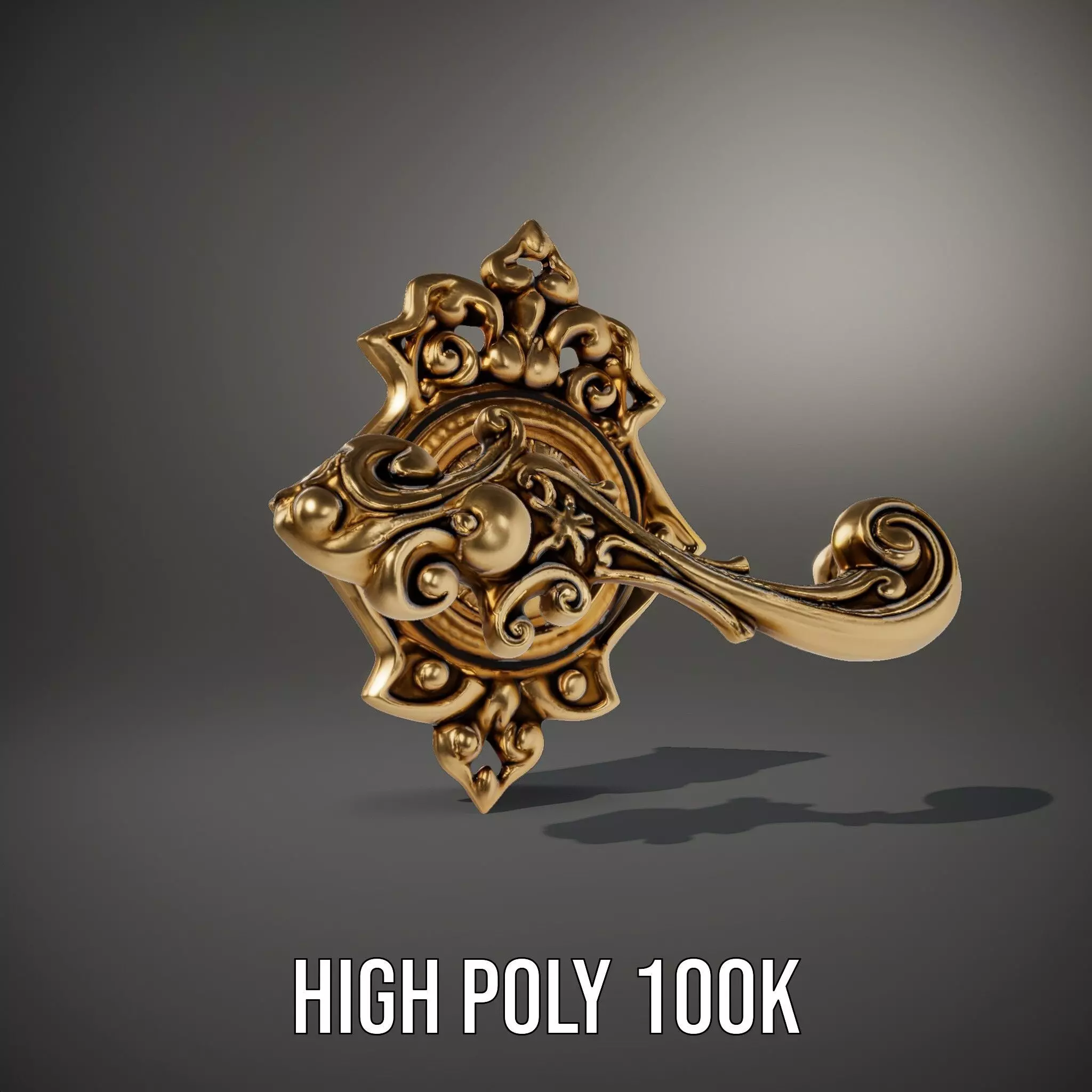 Ornate Gold Handle model pack Low-poly 3D model_8