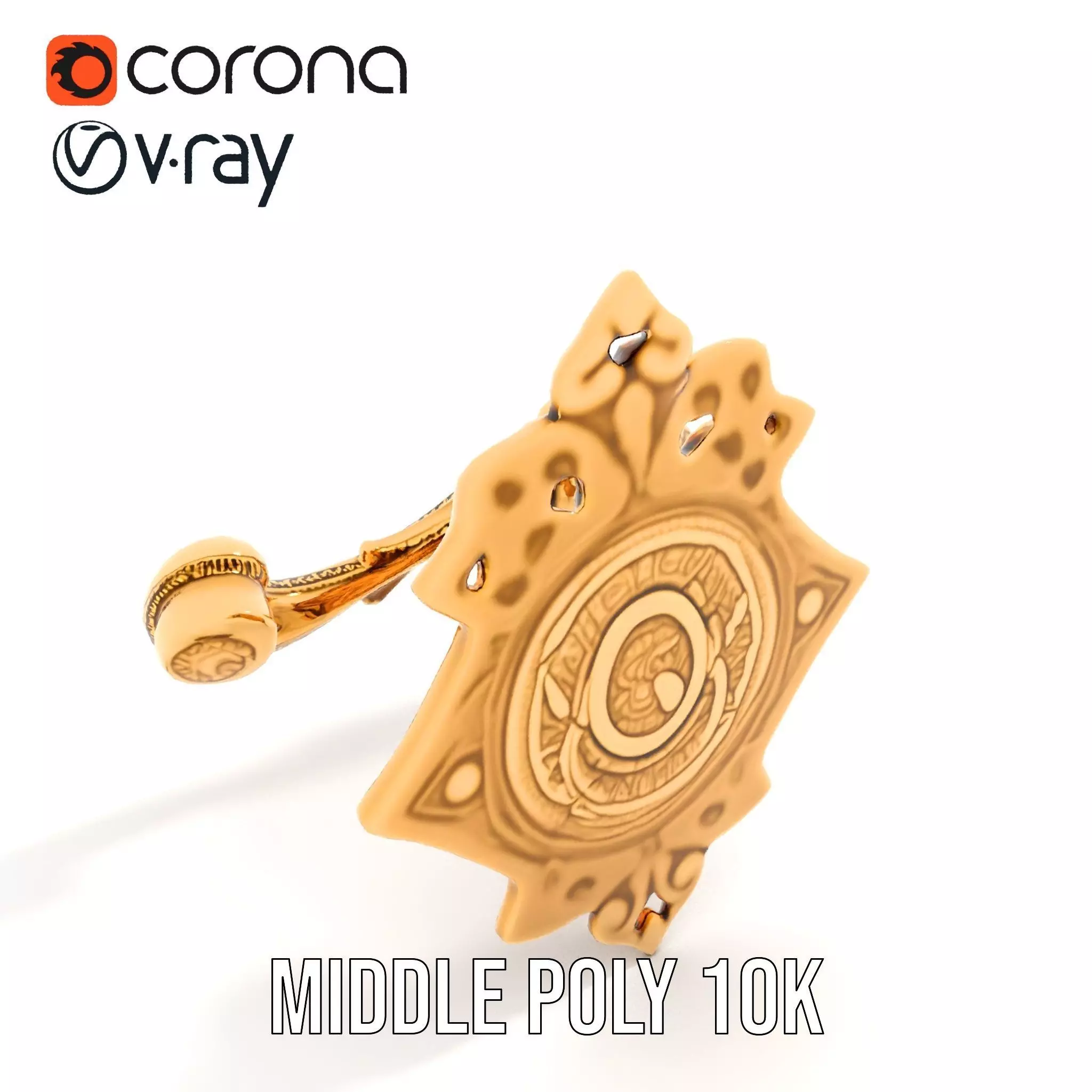 Ornate Gold Handle model pack Low-poly 3D model_13