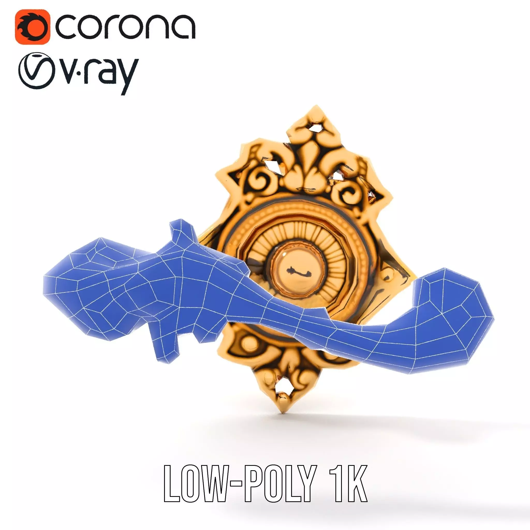 Ornate Gold Handle model pack Low-poly 3D model_30
