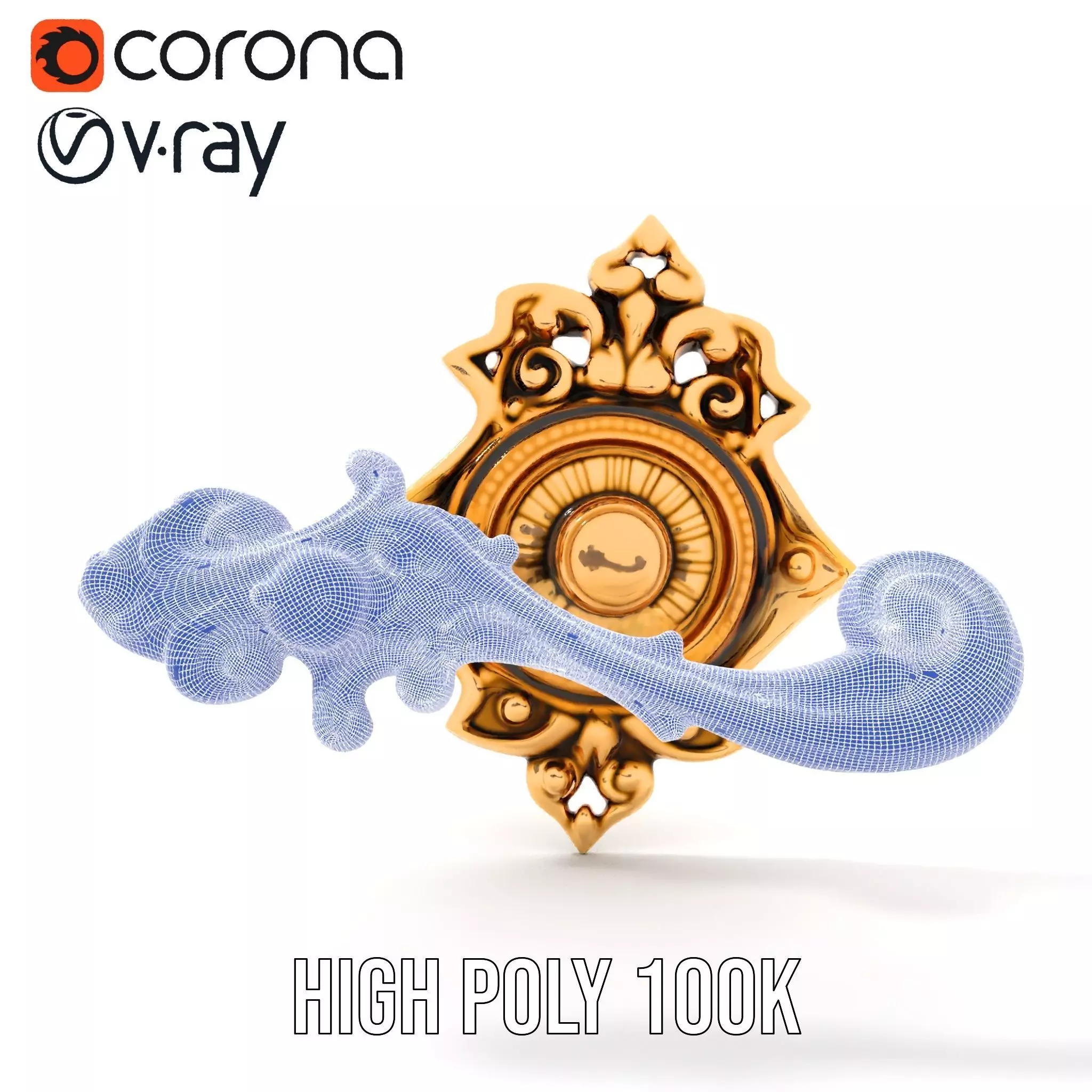 Ornate Gold Handle model pack Low-poly 3D model_31