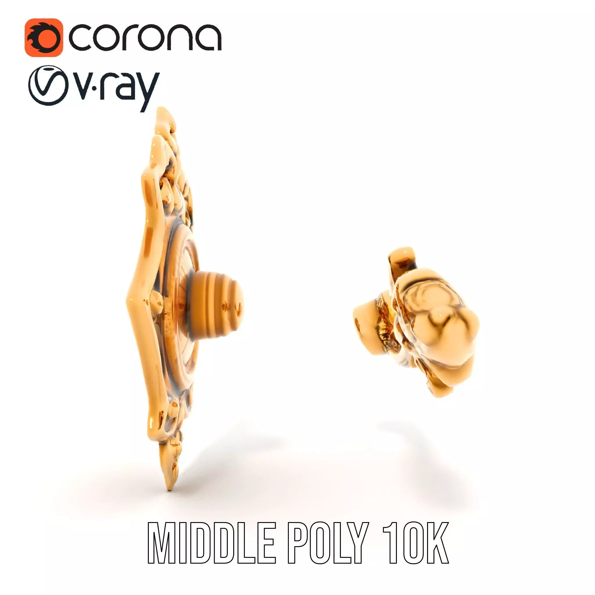 Ornate Gold Handle model pack Low-poly 3D model_5