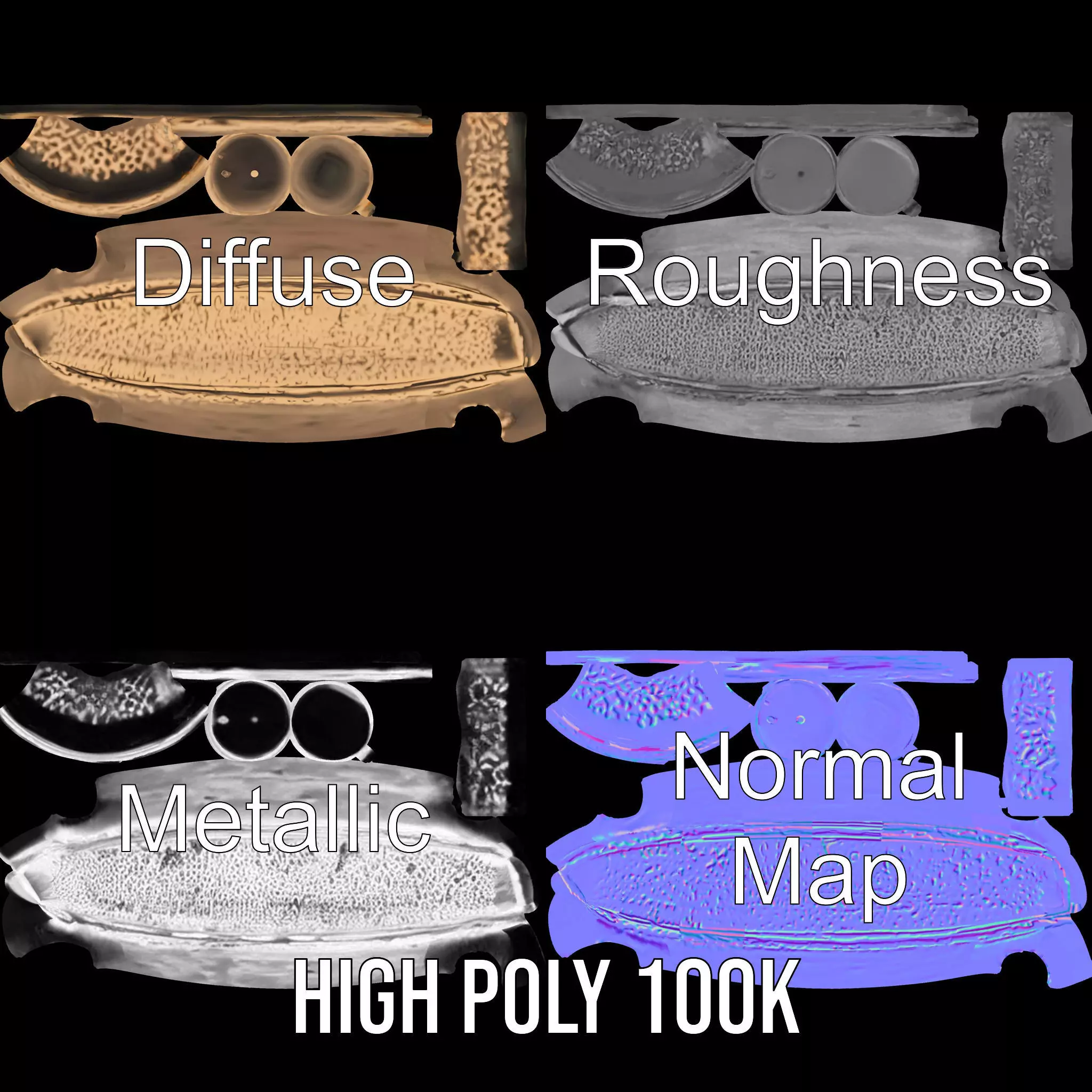 Vintage Brass Handle model pack Low-poly 3D model_3