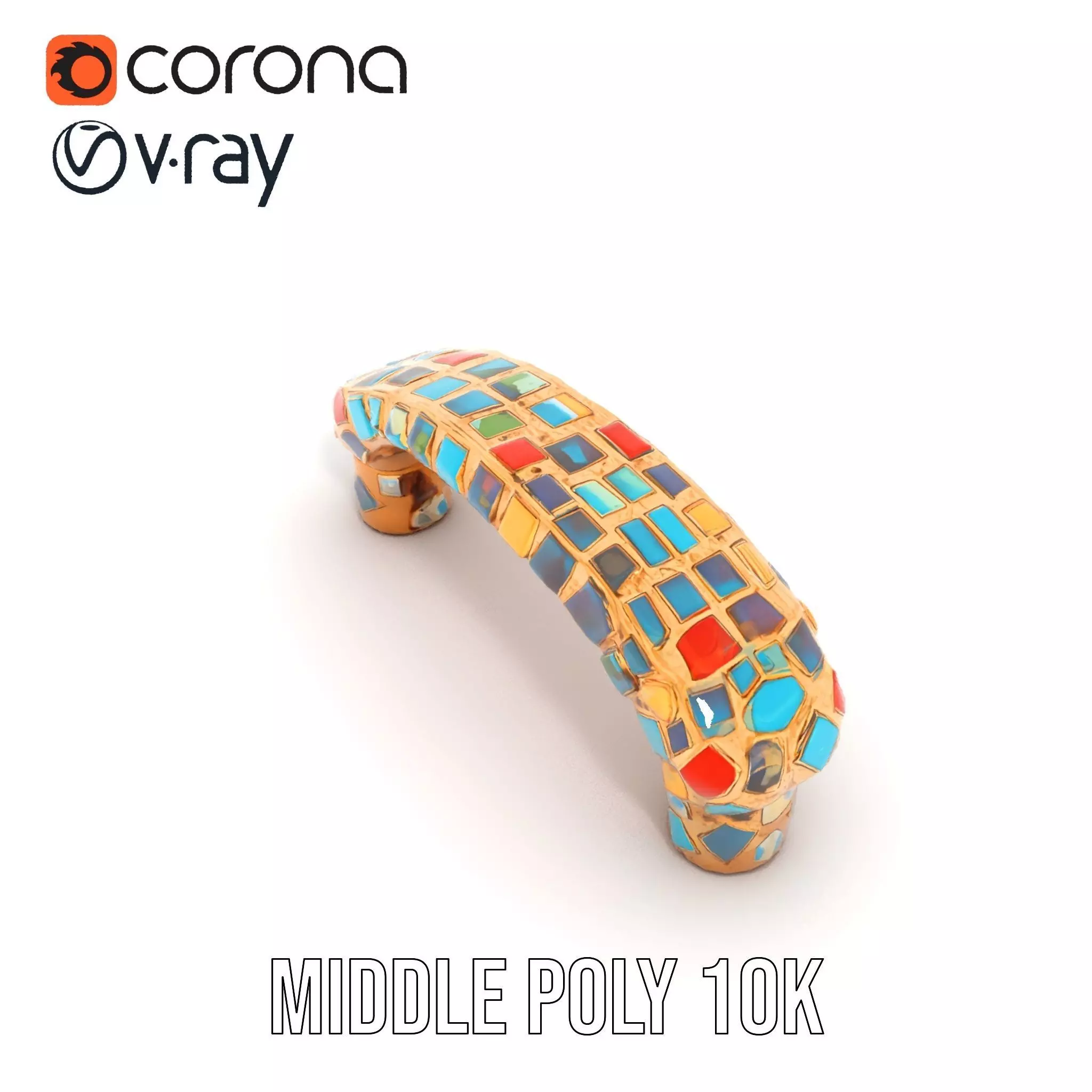 Colorful Mosaic Handle model pack Low-poly 3D model_11