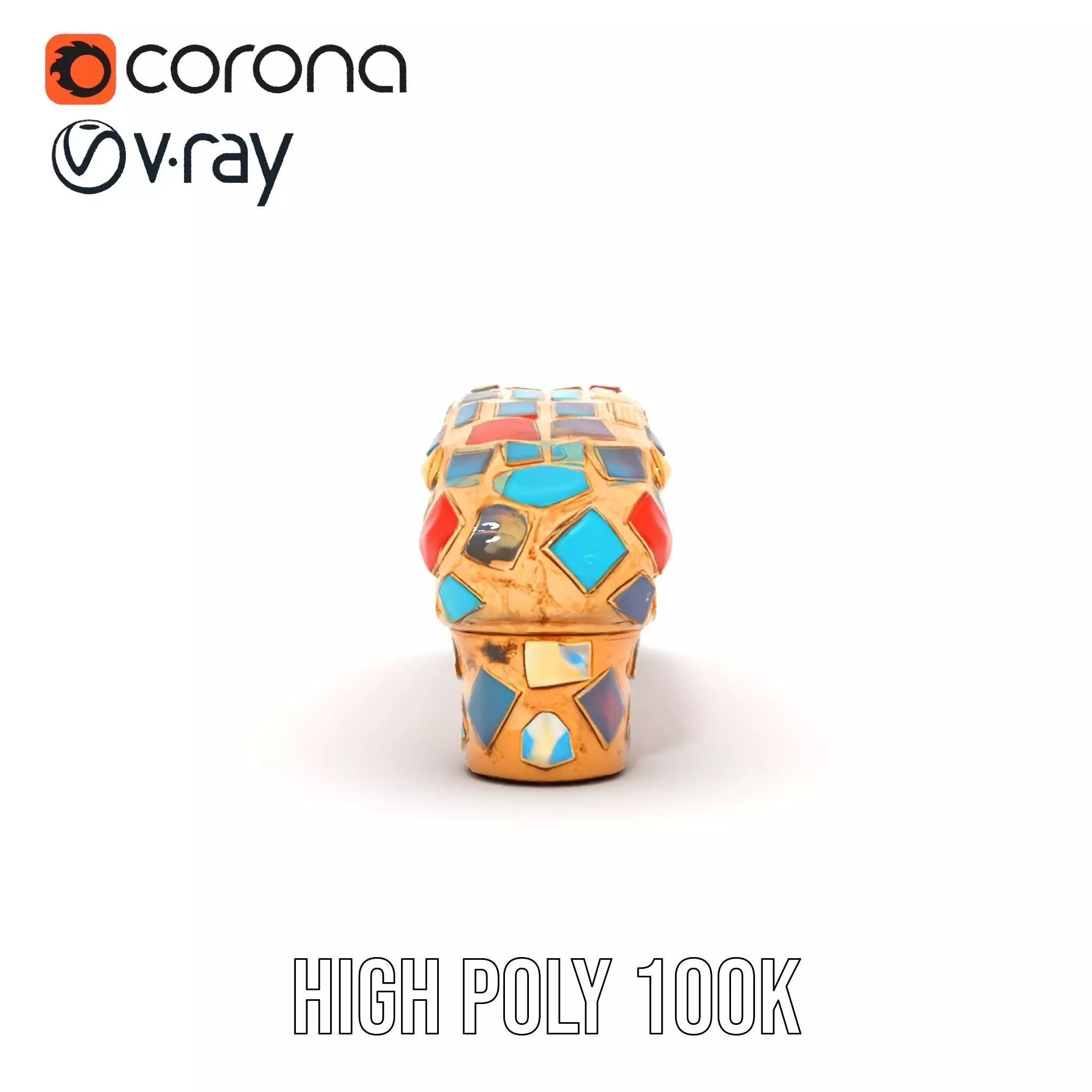 Colorful Mosaic Handle model pack Low-poly 3D model_33