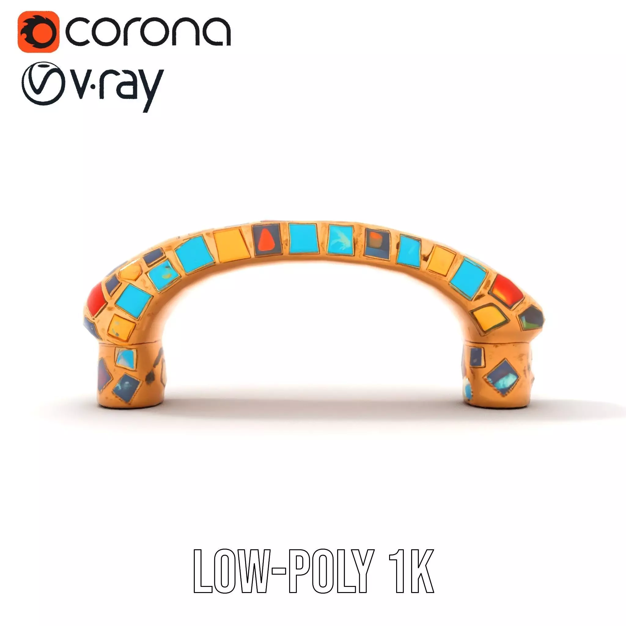 Colorful Mosaic Handle model pack Low-poly 3D model_25