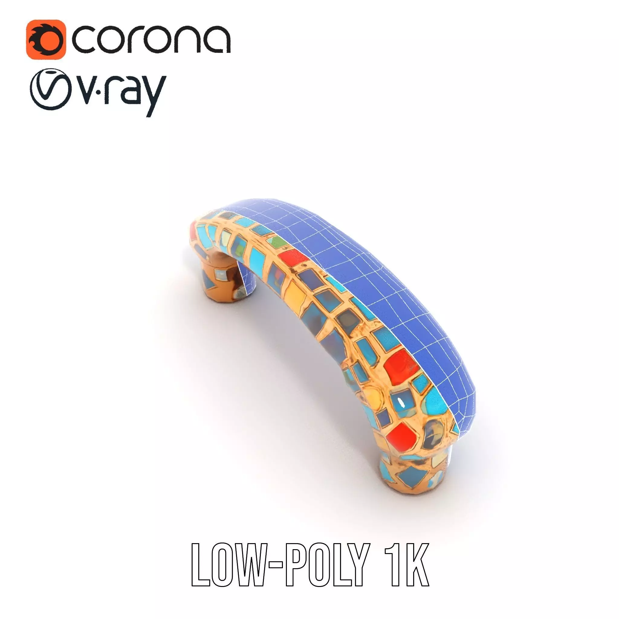 Colorful Mosaic Handle model pack Low-poly 3D model_12