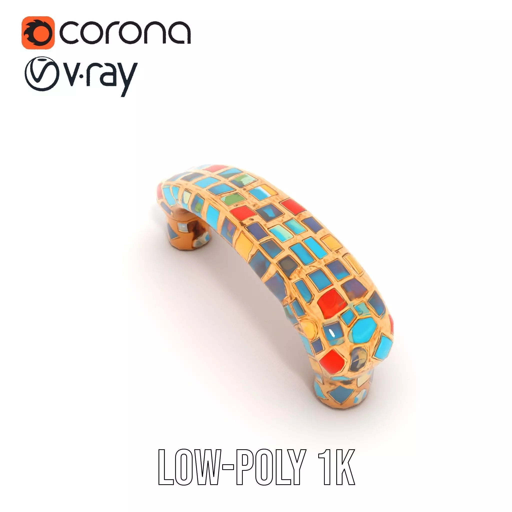Colorful Mosaic Handle model pack Low-poly 3D model_22