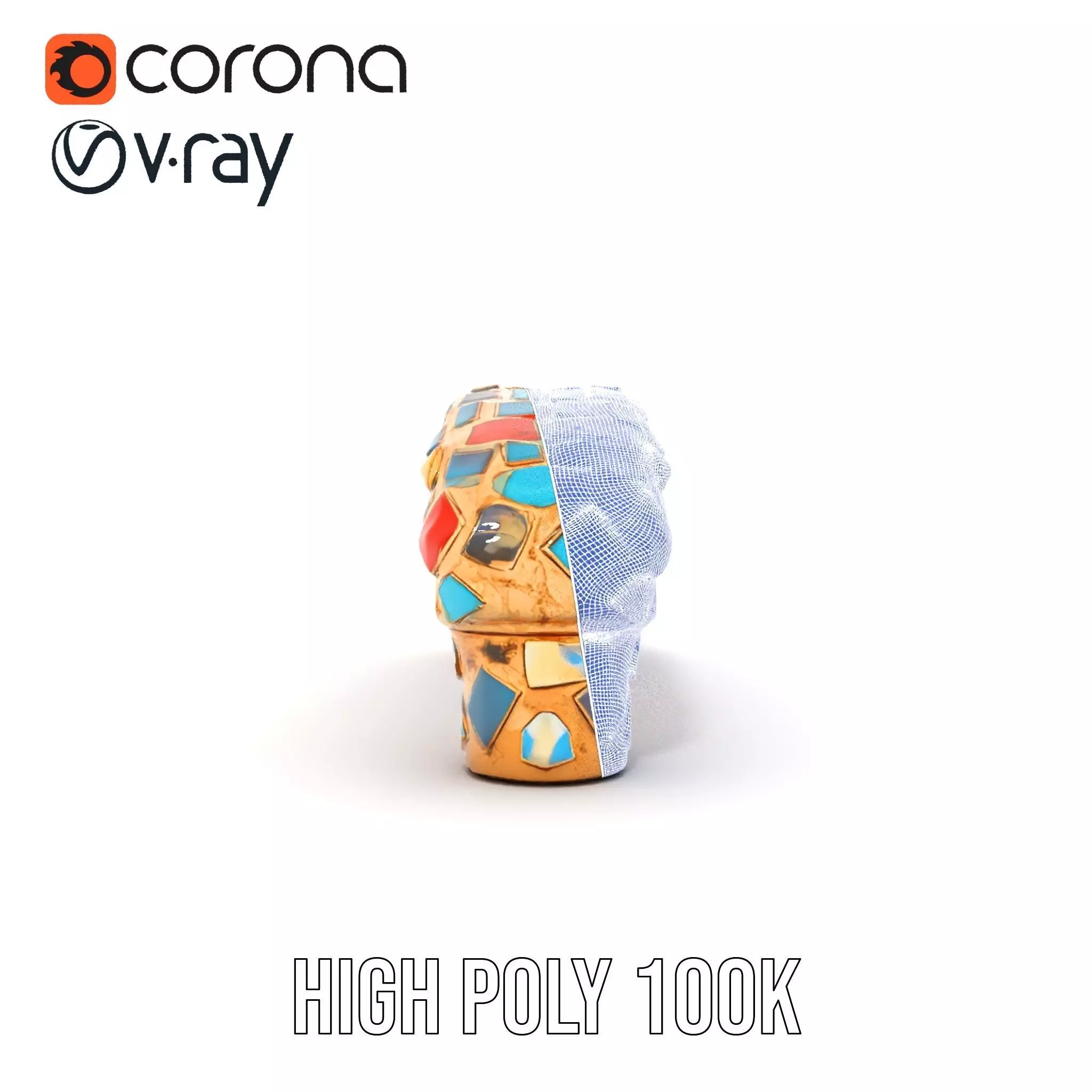 Colorful Mosaic Handle model pack Low-poly 3D model_34