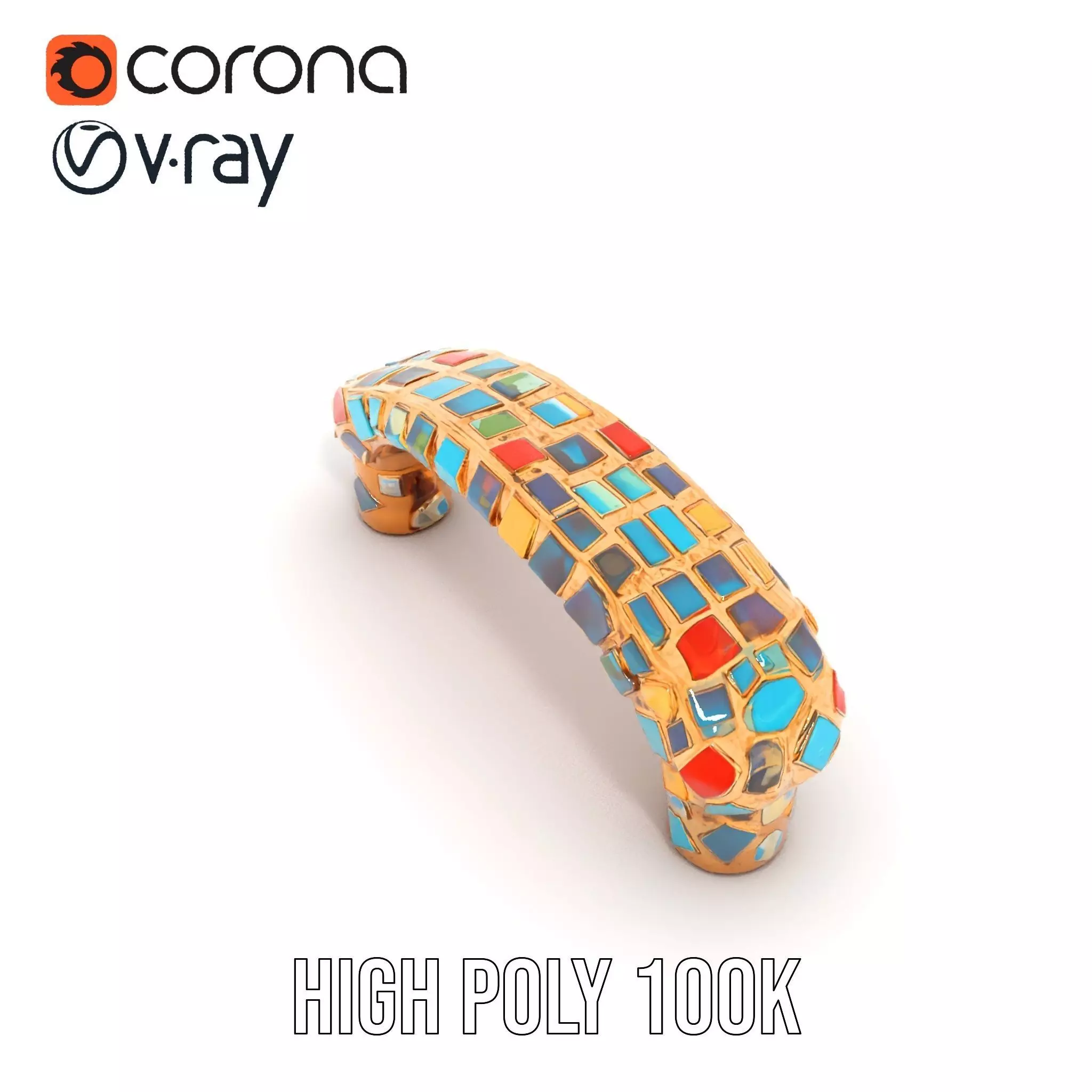 Colorful Mosaic Handle model pack Low-poly 3D model_18