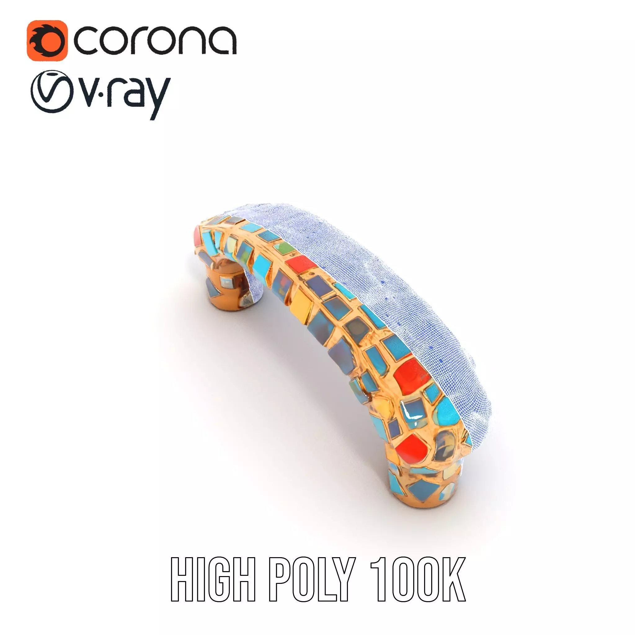 Colorful Mosaic Handle model pack Low-poly 3D model_32