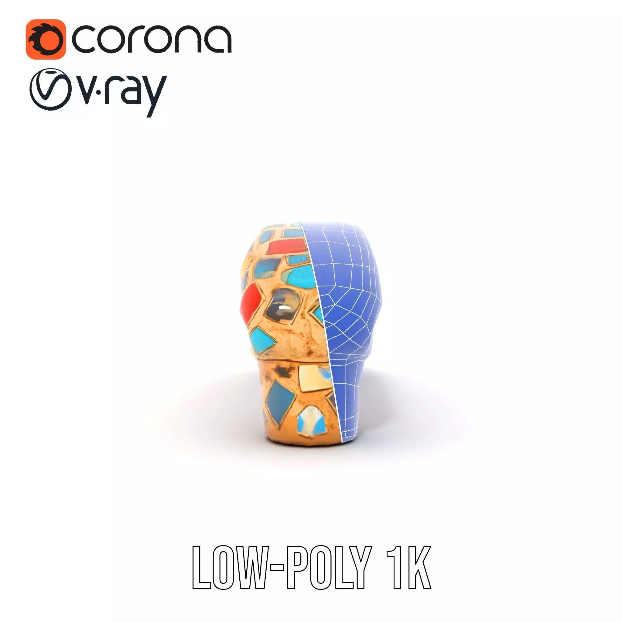 Colorful Mosaic Handle model pack Low-poly 3D model_31