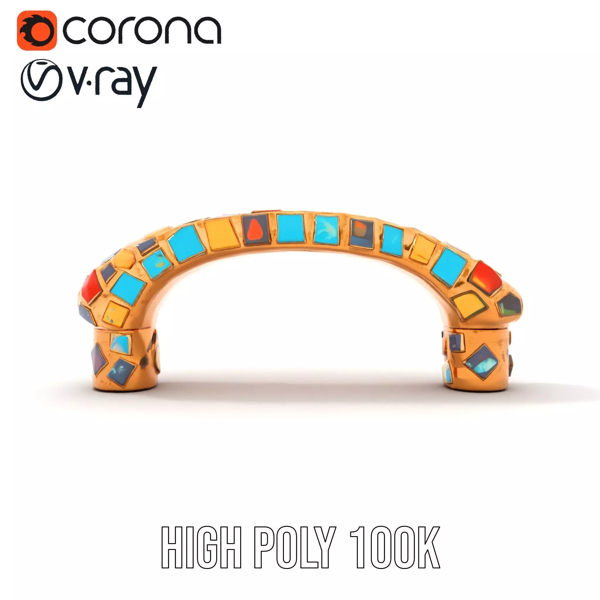 Colorful Mosaic Handle model pack Low-poly 3D model_29