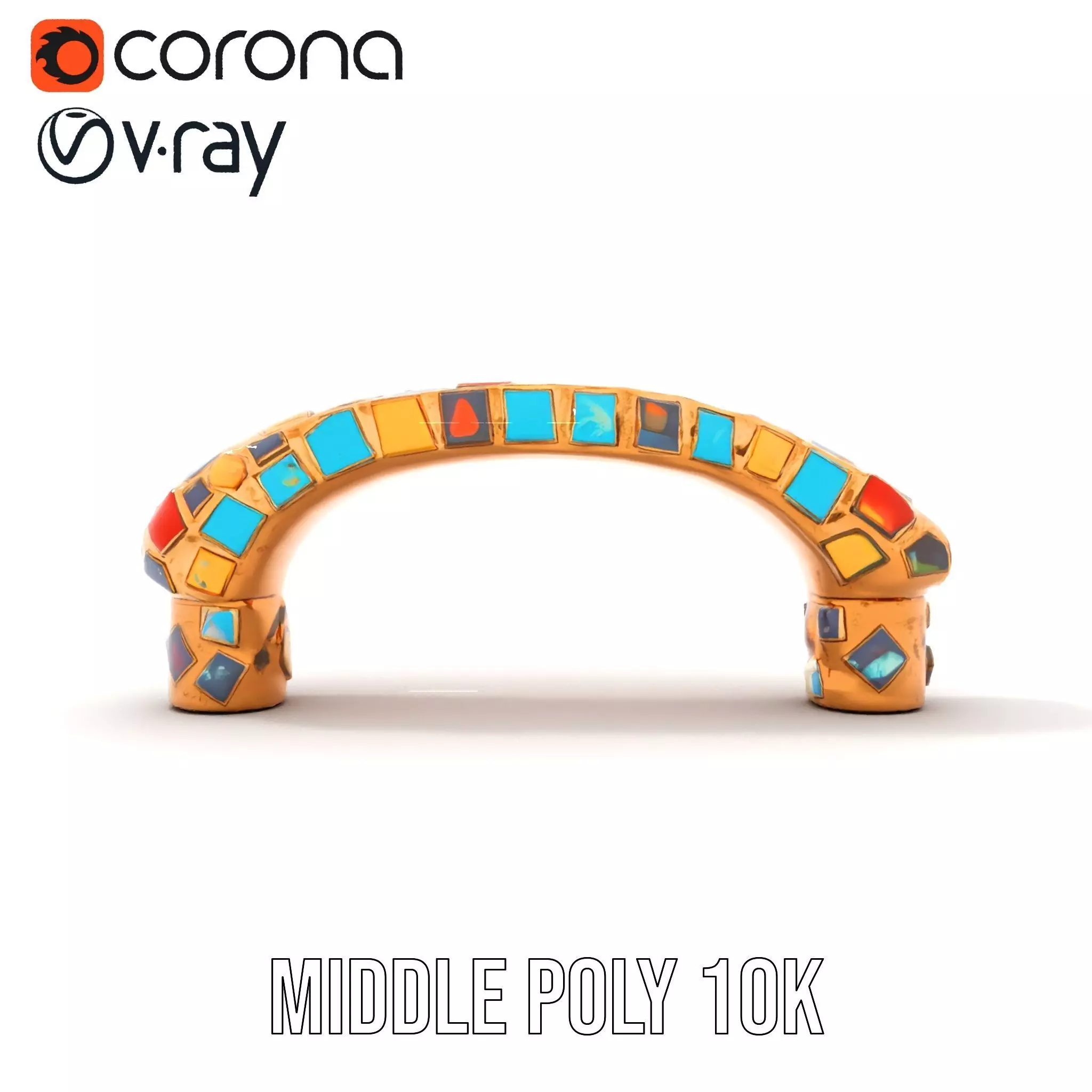 Colorful Mosaic Handle model pack Low-poly 3D model_5