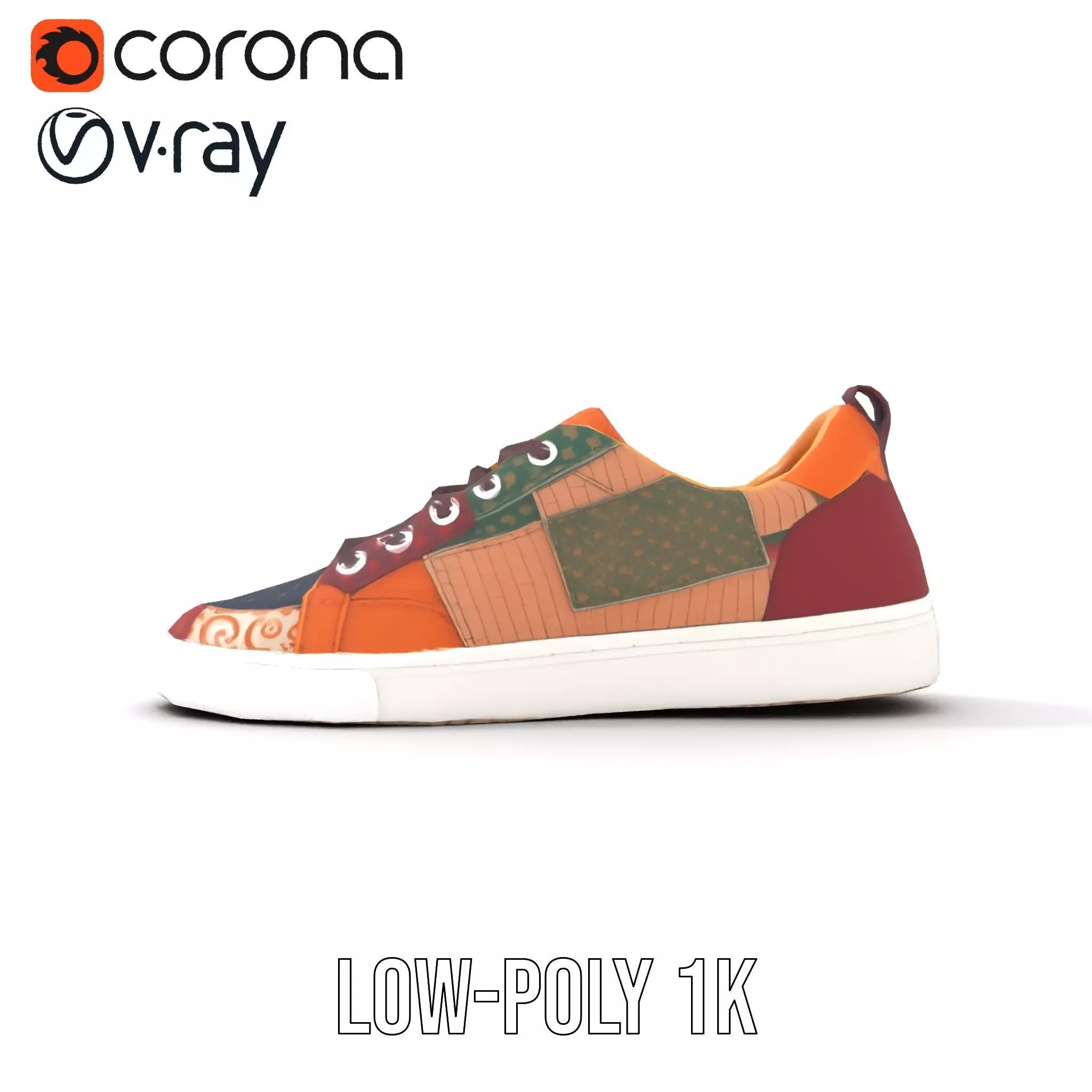Patchwork Sneaker model pack Low-poly 3D model_14