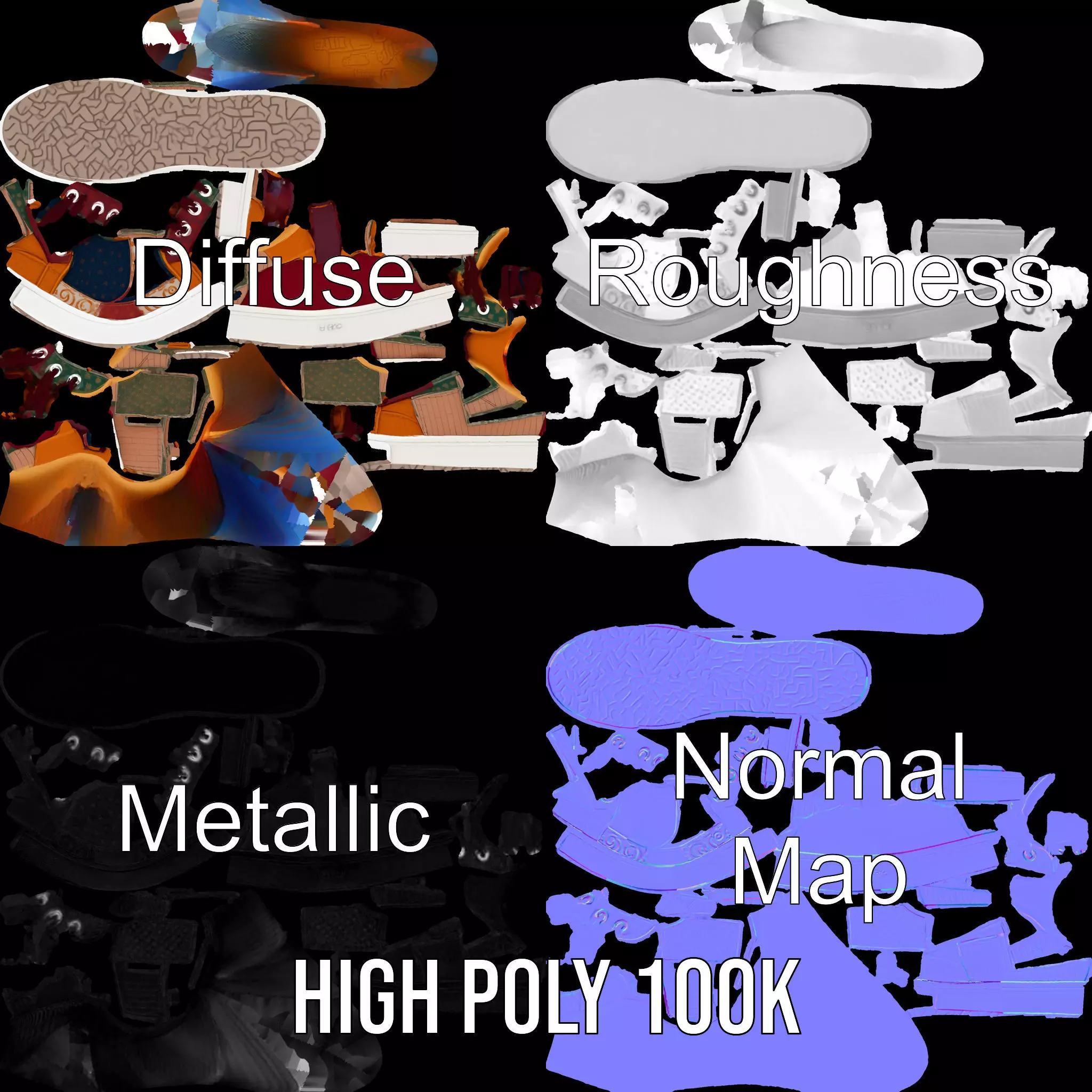 Patchwork Sneaker model pack Low-poly 3D model_3