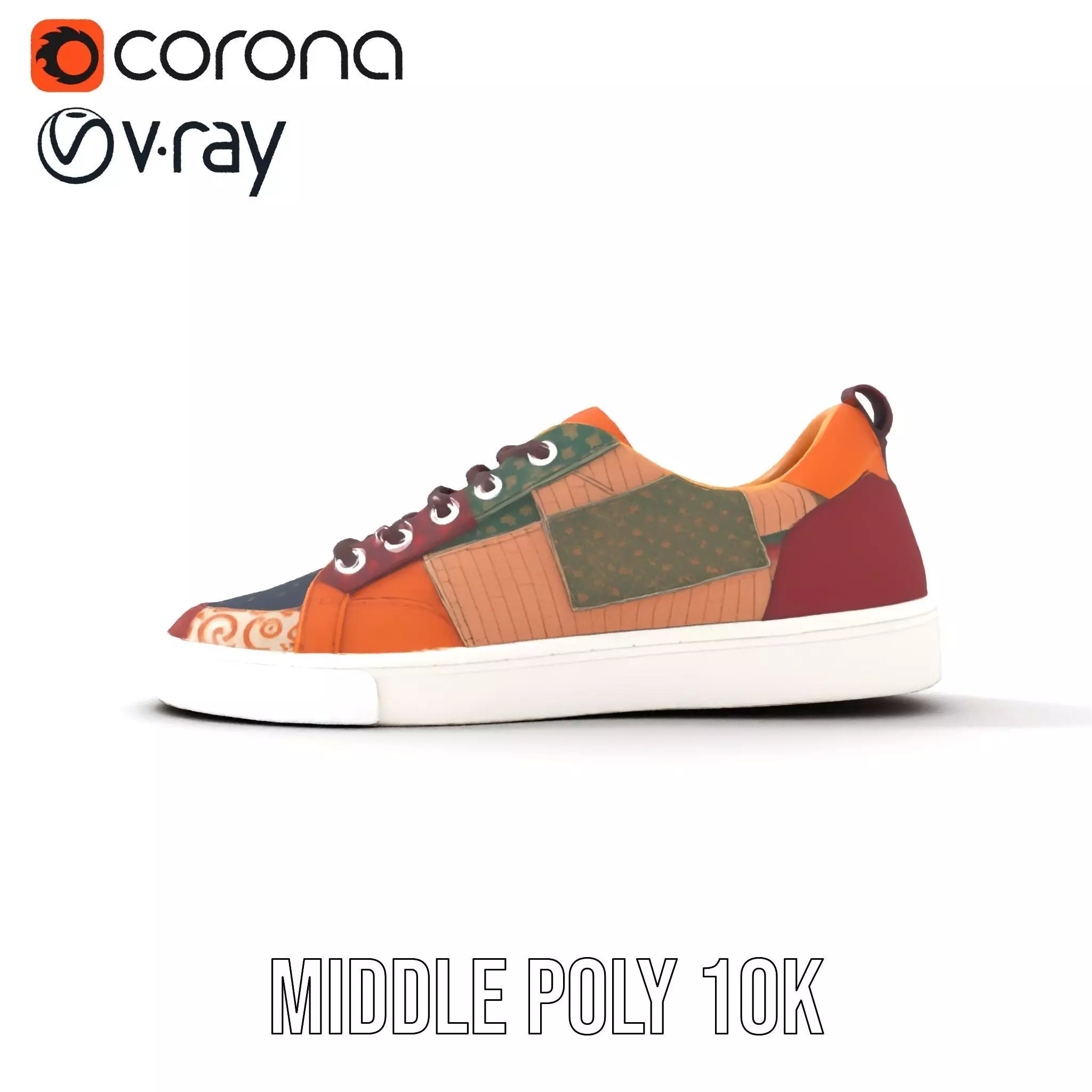 Patchwork Sneaker model pack Low-poly 3D model_5