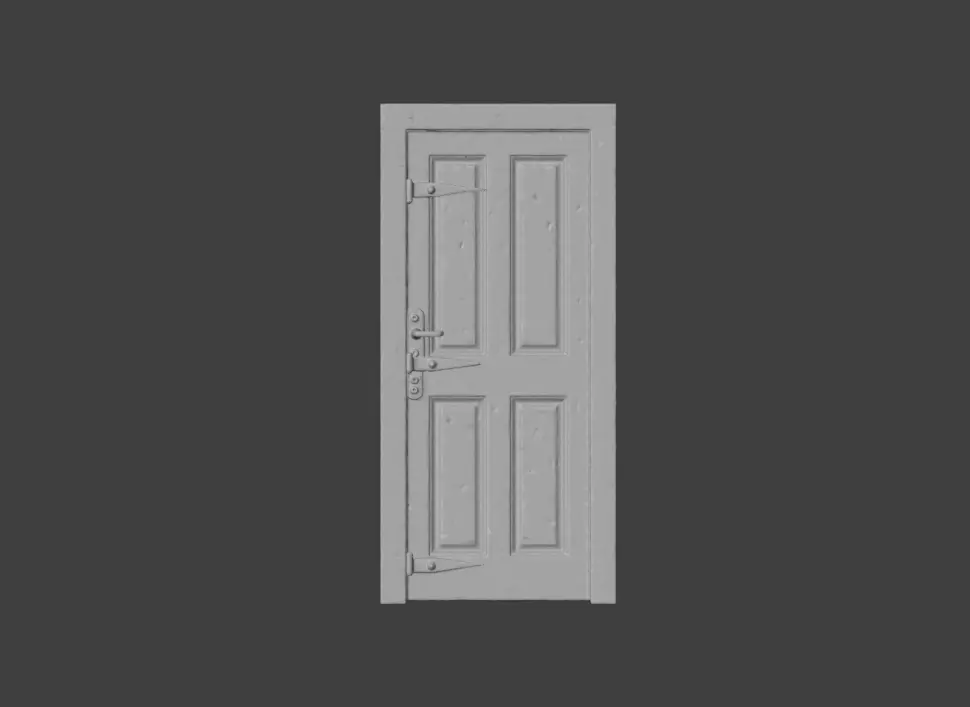 Cursed Wooden Door Low-poly 3D model_13