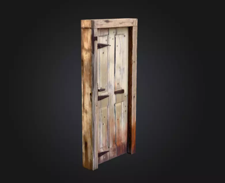 Cursed Wooden Door Low-poly 3D model_1