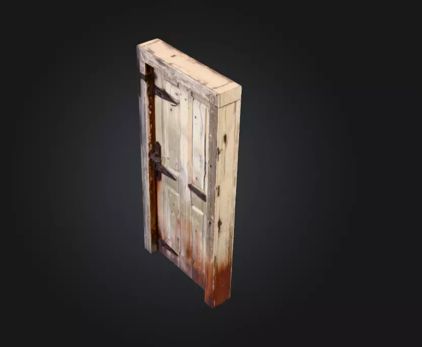 Cursed Wooden Door Low-poly 3D model_9