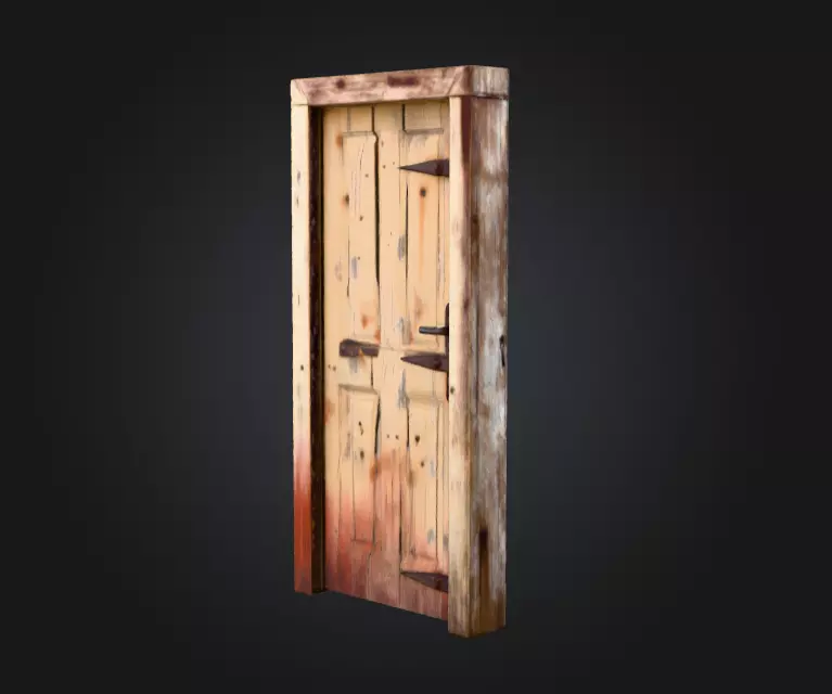 Cursed Wooden Door Low-poly 3D model_3