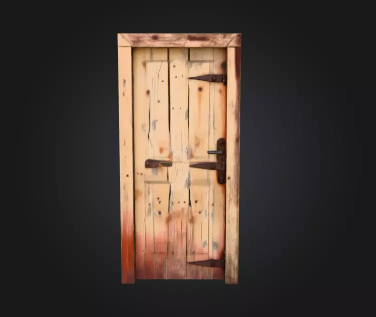 Cursed Wooden Door Low-poly 3D model_4