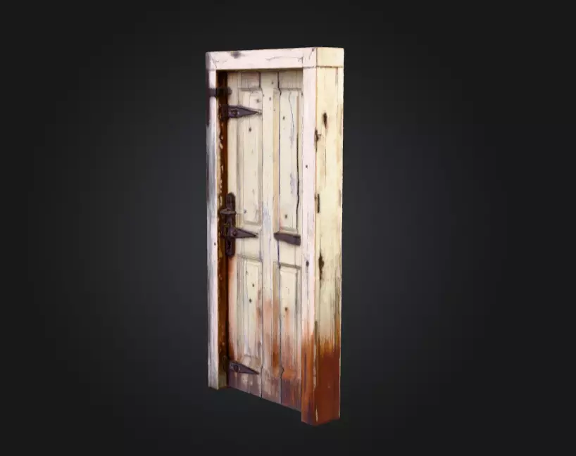 Cursed Wooden Door Low-poly 3D model_7