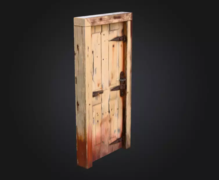 Cursed Wooden Door Low-poly 3D model_5