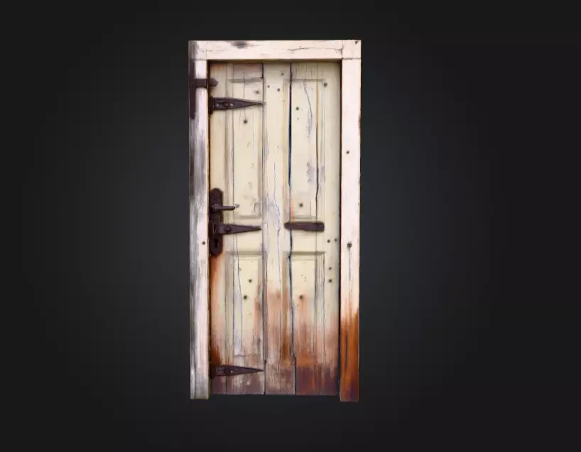 Cursed Wooden Door Low-poly 3D model_0