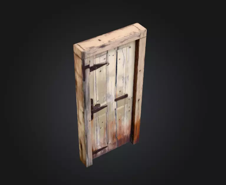 Cursed Wooden Door Low-poly 3D model_10