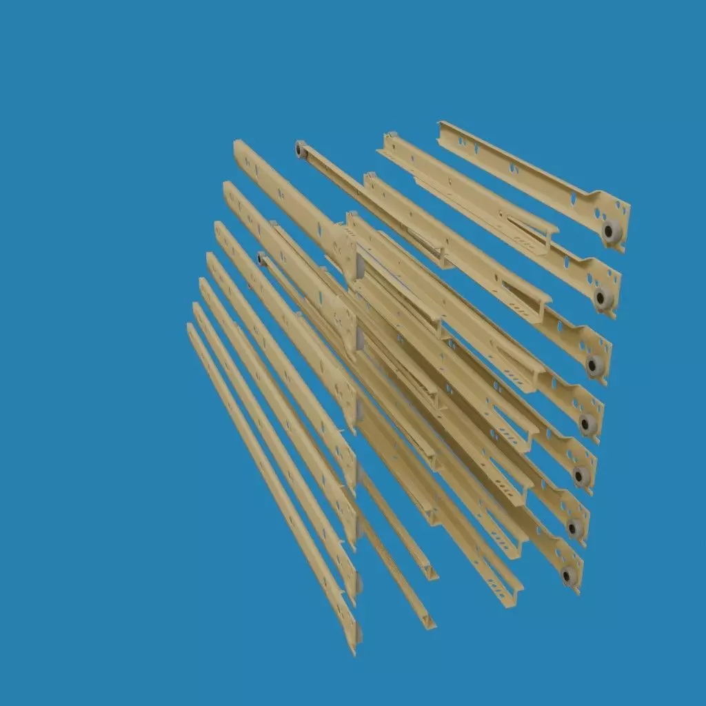 Roller Drawer Slides 3D model_4