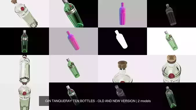 GIN TANQUERAY TEN BOTTLES - OLD AND NEW VERSION