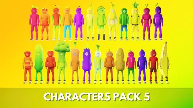 Casual Character Pack 5 Rigged NPCs Low-poly 3D model