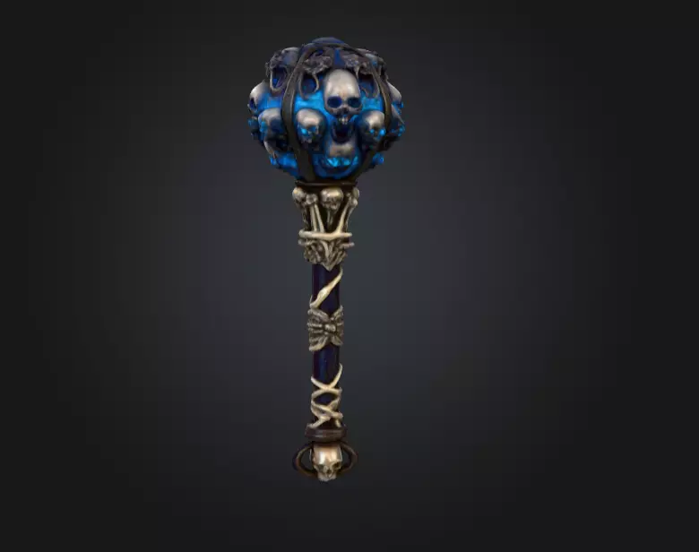 Cursed Skull Scepter Low-poly 3D model_3