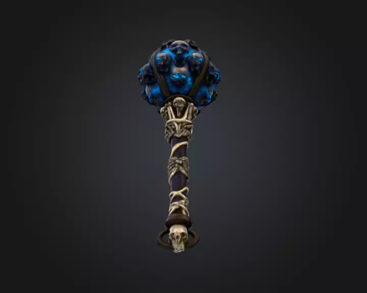 Cursed Skull Scepter Low-poly 3D model_9