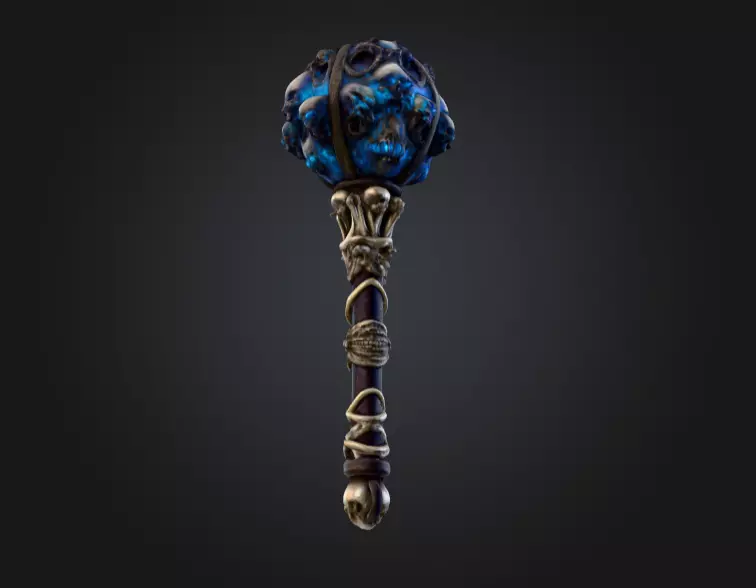 Cursed Skull Scepter Low-poly 3D model_11