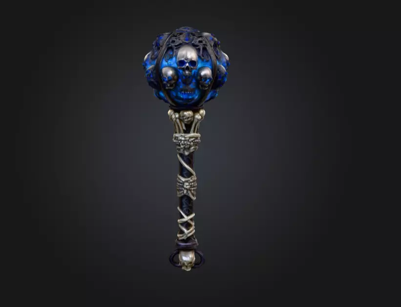 Cursed Skull Scepter Low-poly 3D model_0