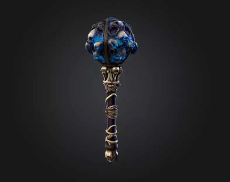 Cursed Skull Scepter Low-poly 3D model_2
