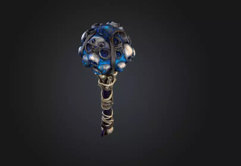 Cursed Skull Scepter Low-poly 3D model_7