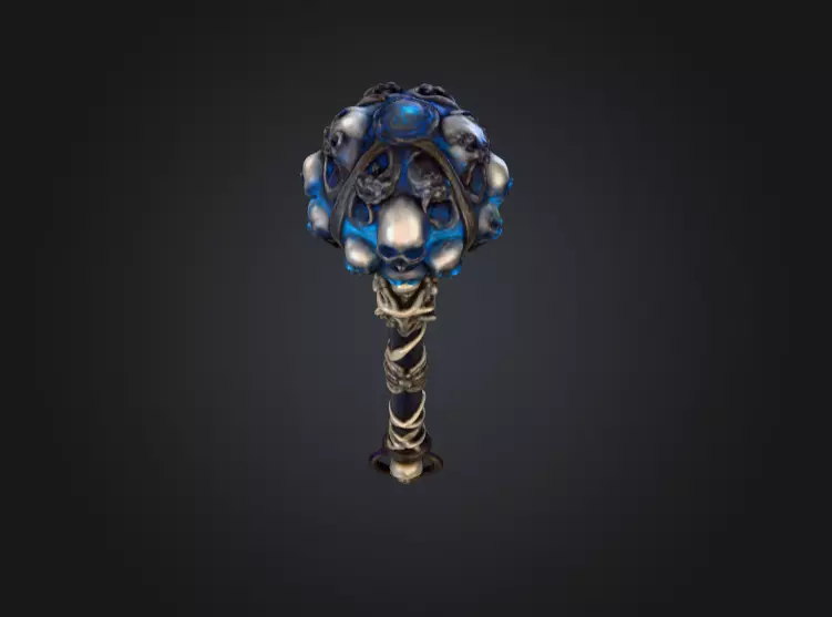 Cursed Skull Scepter Low-poly 3D model_8