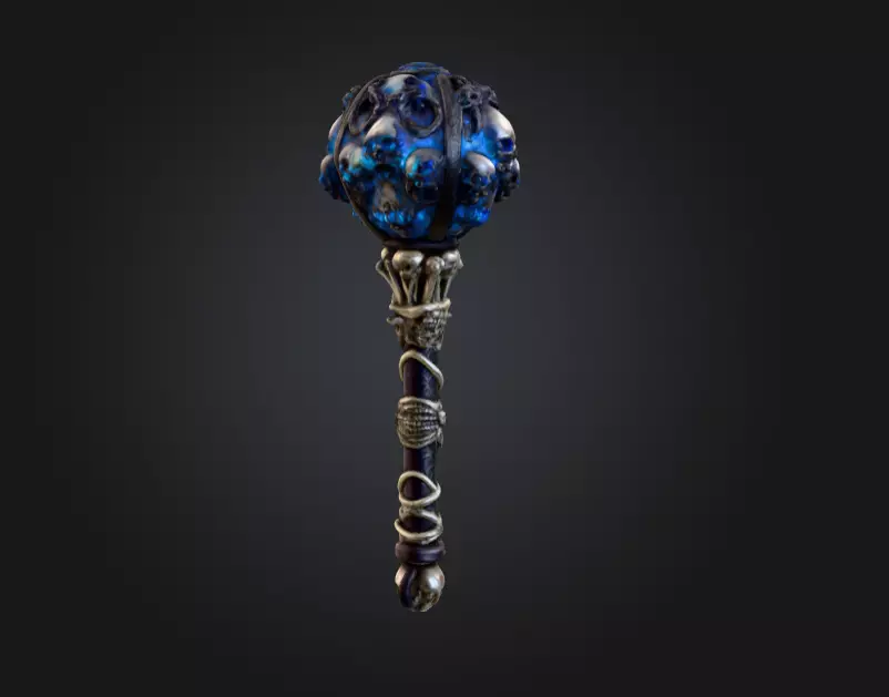 Cursed Skull Scepter Low-poly 3D model_1