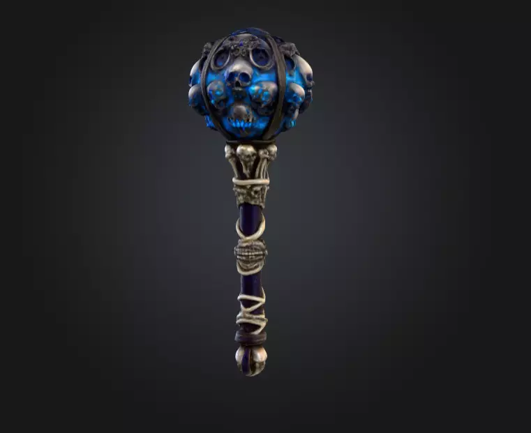 Cursed Skull Scepter Low-poly 3D model_4