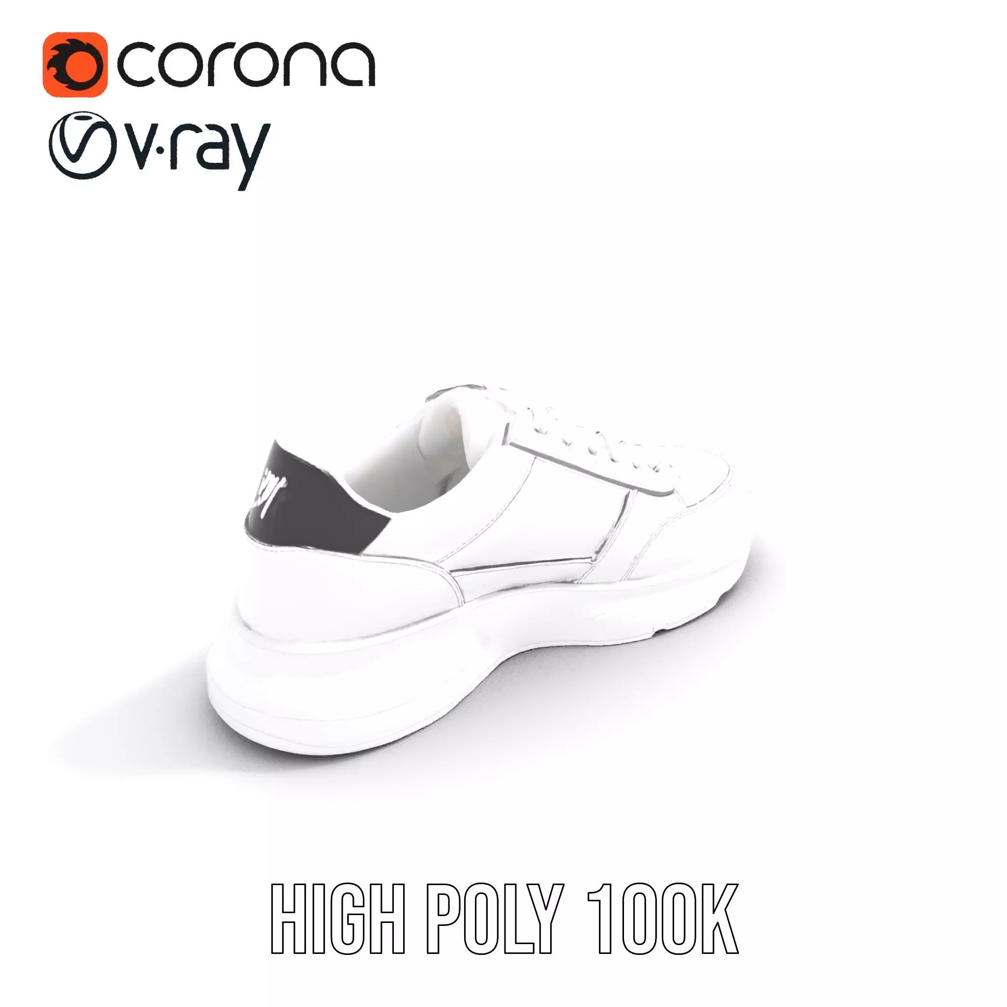 Sleek White Sneaker model pack Low-poly 3D model_15