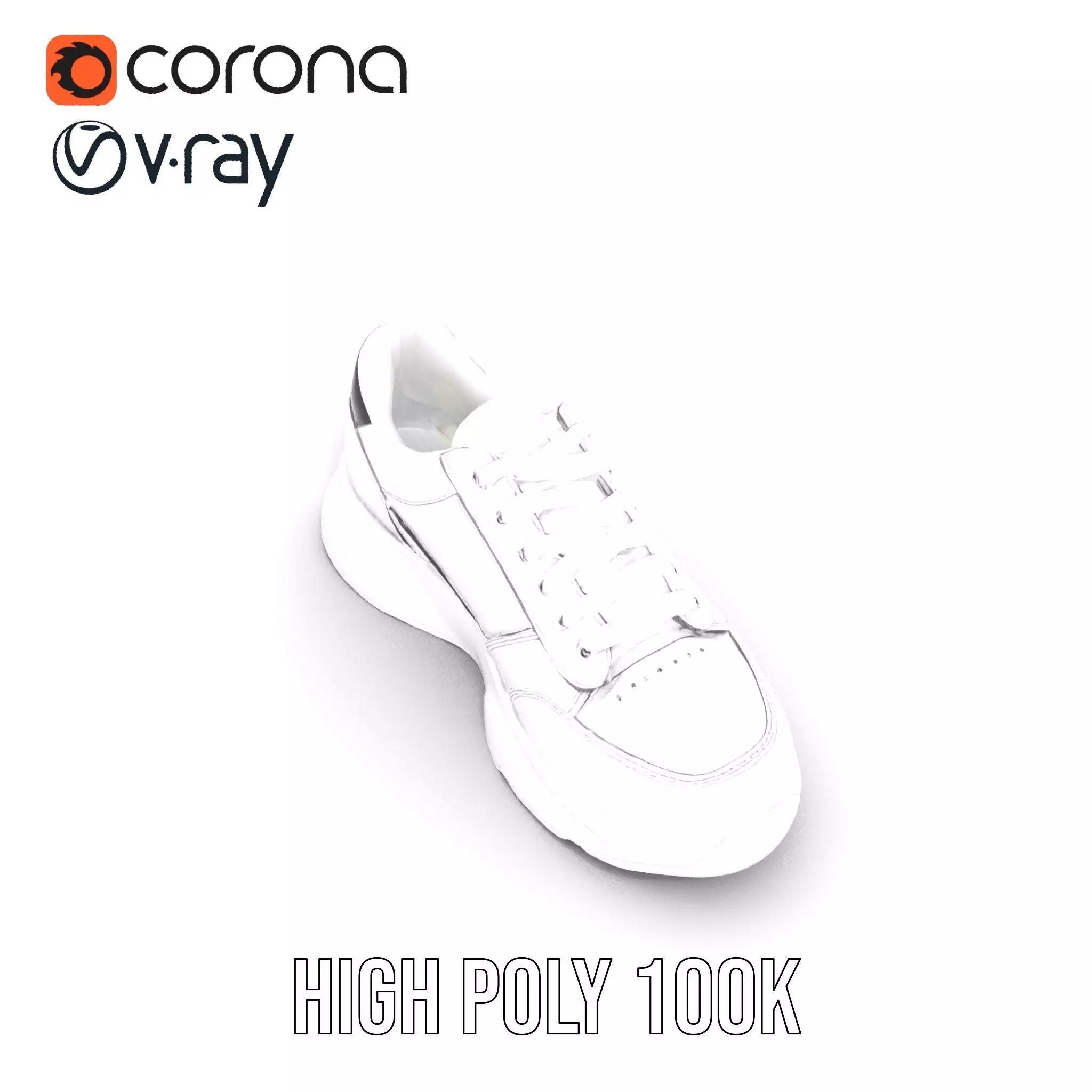 Sleek White Sneaker model pack Low-poly 3D model_18