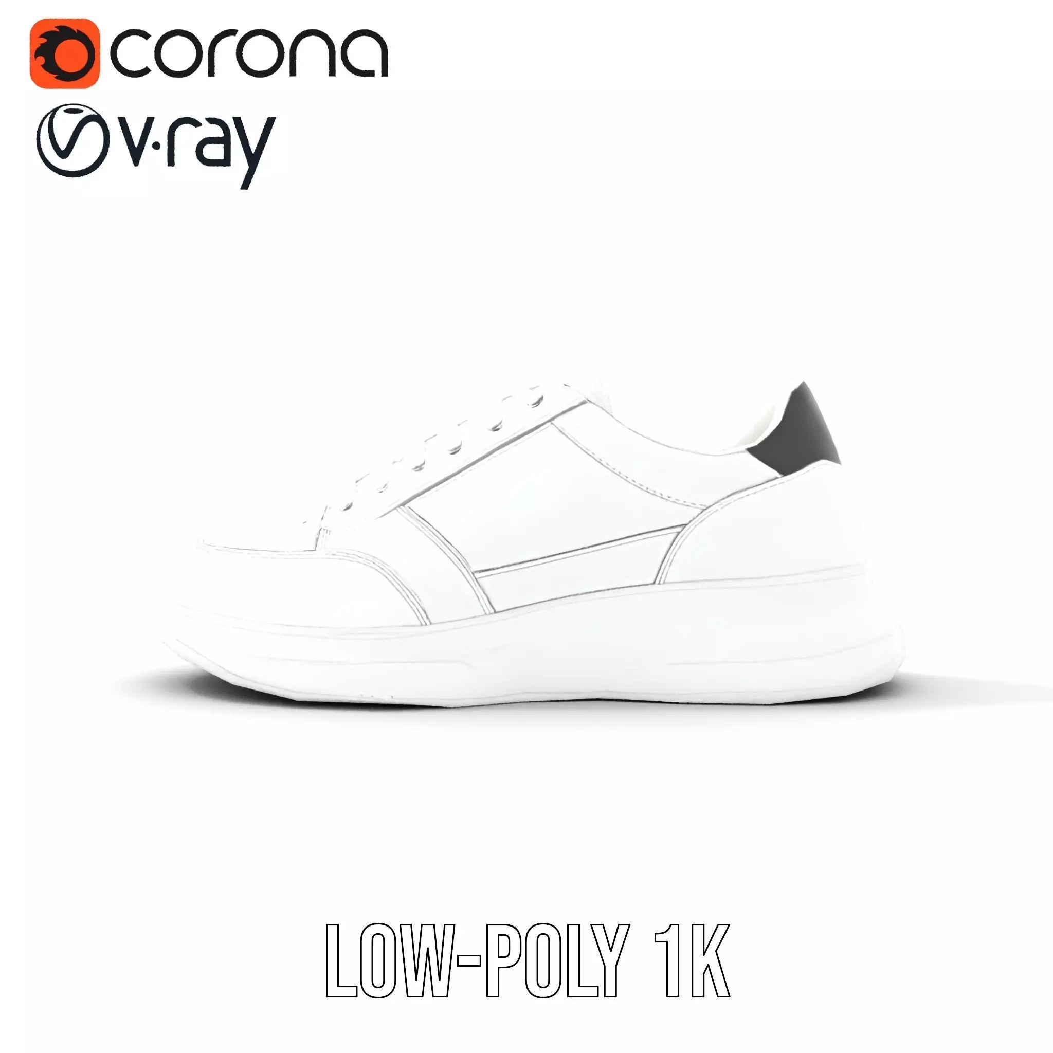 Sleek White Sneaker model pack Low-poly 3D model_12