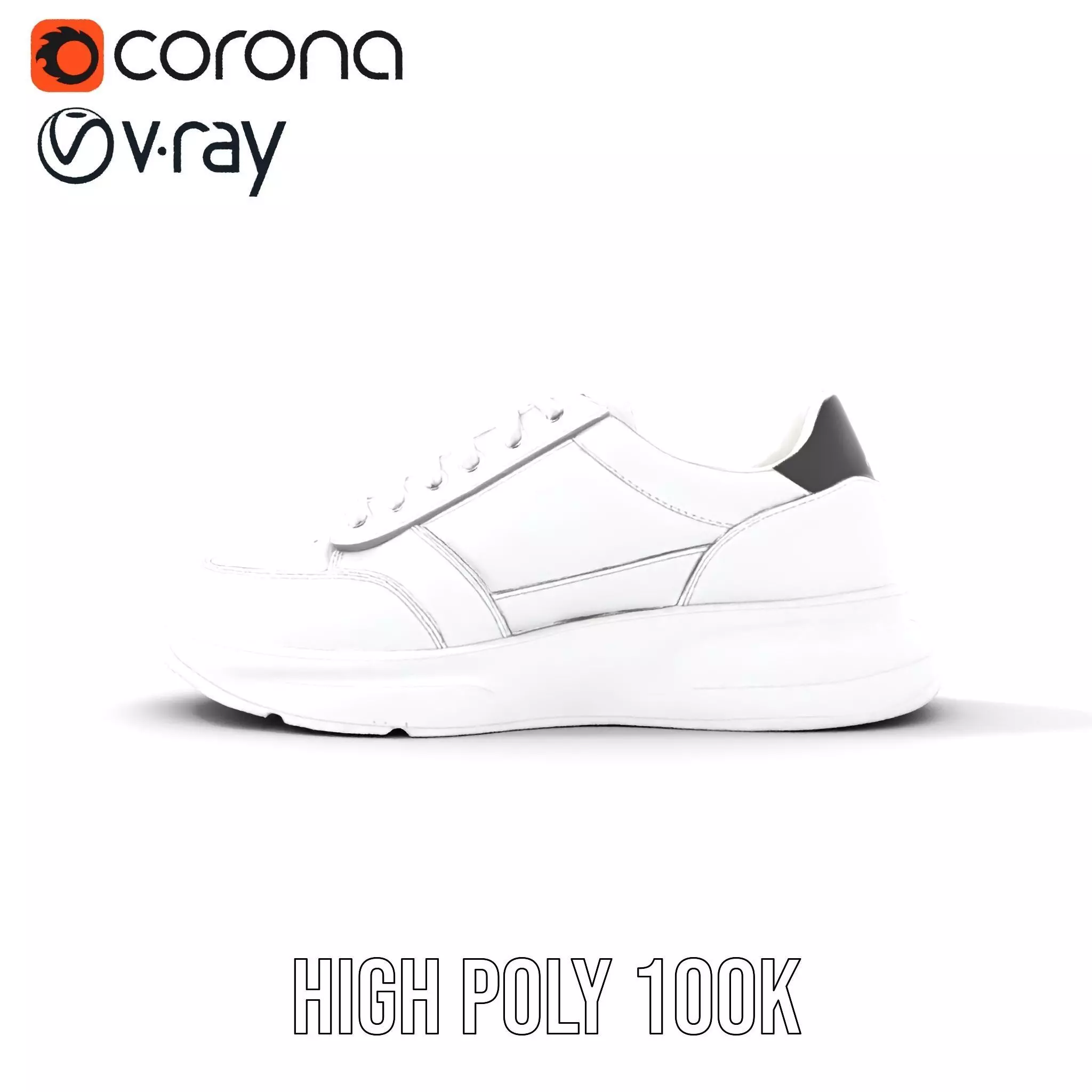 Sleek White Sneaker model pack Low-poly 3D model_21