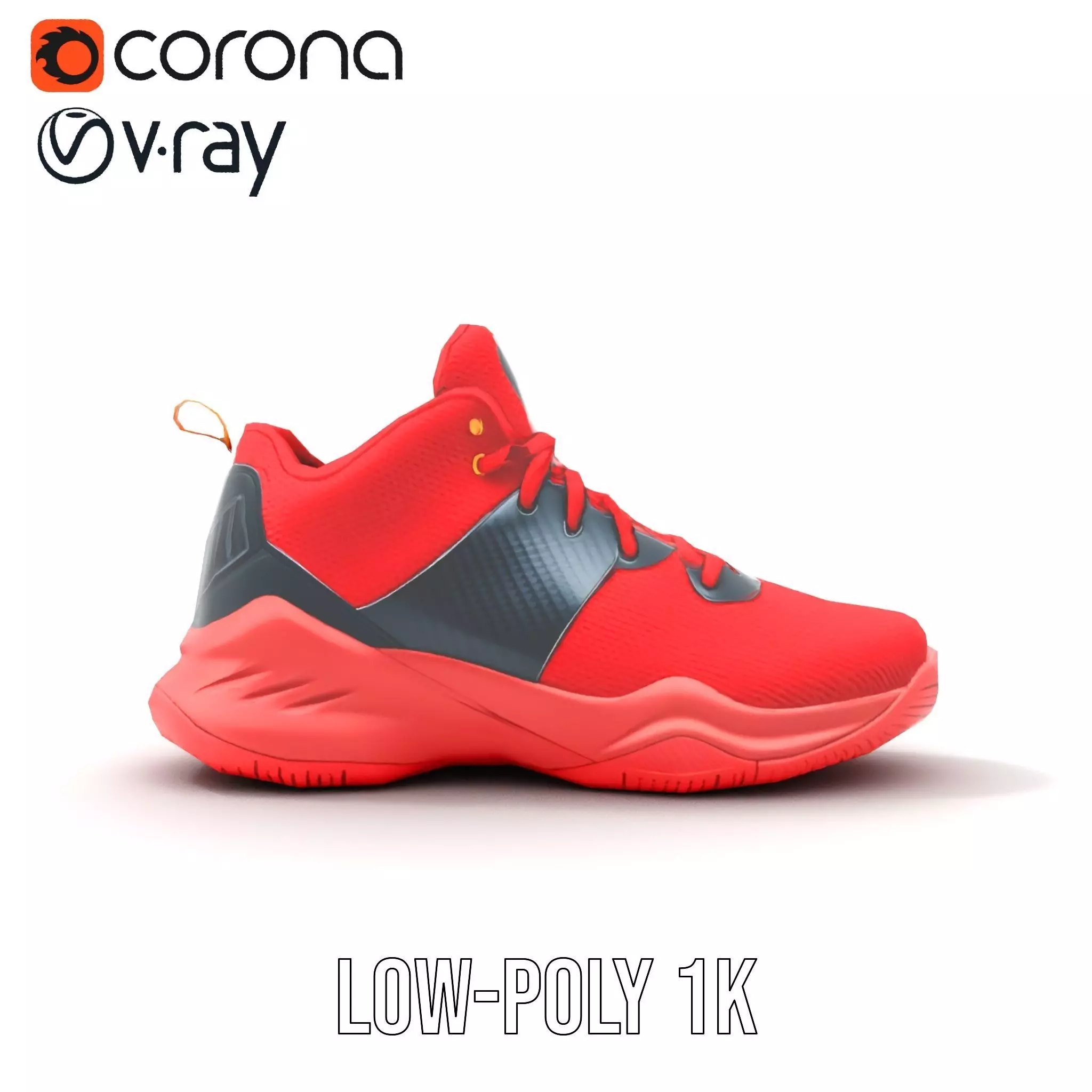 Vivid Red Sneaker model pack Low-poly 3D model_12