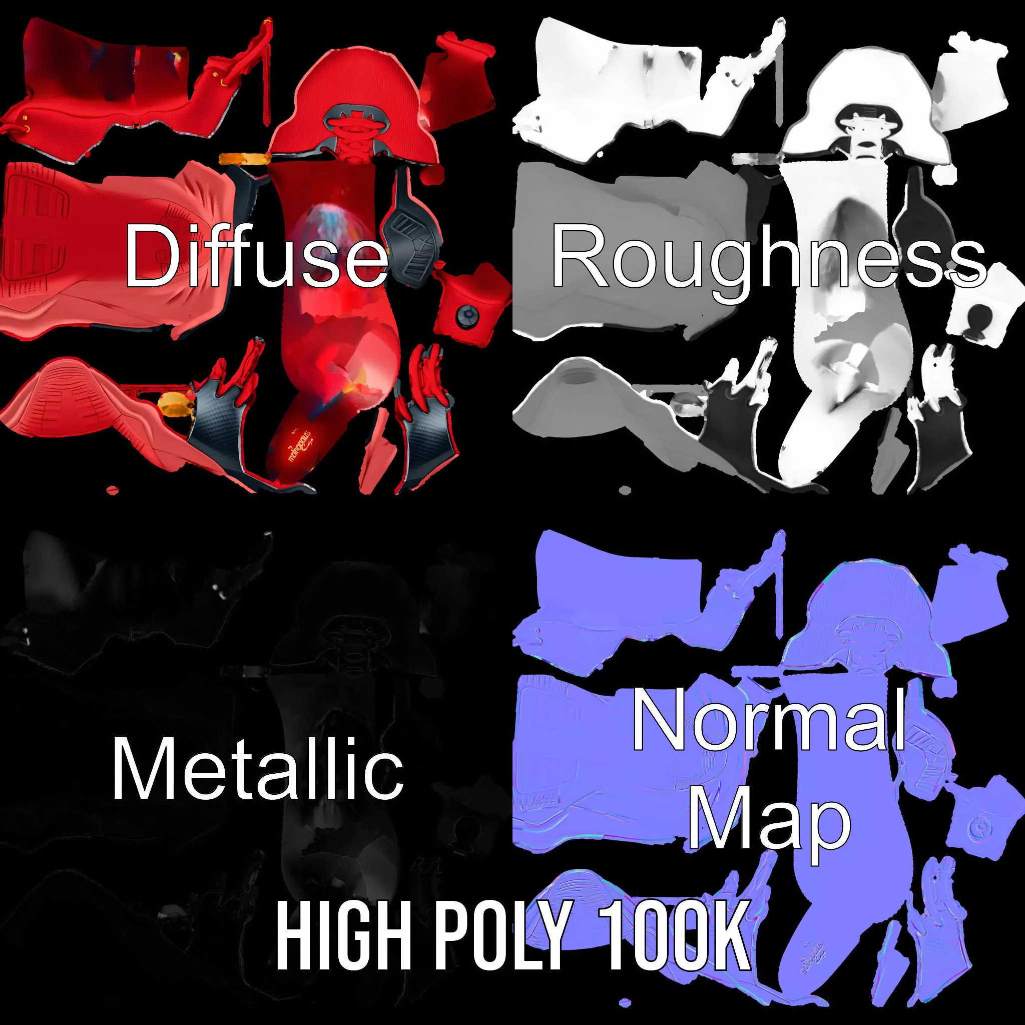 Vivid Red Sneaker model pack Low-poly 3D model_3